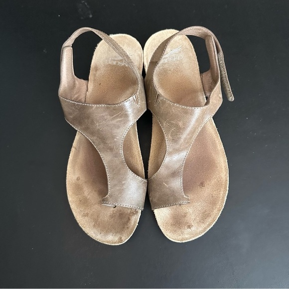 Dankso Reece Sandal Flat Leather Adjustable Stone Waxy Burnished Comfort 41/10.5 - Picture 5 of 9